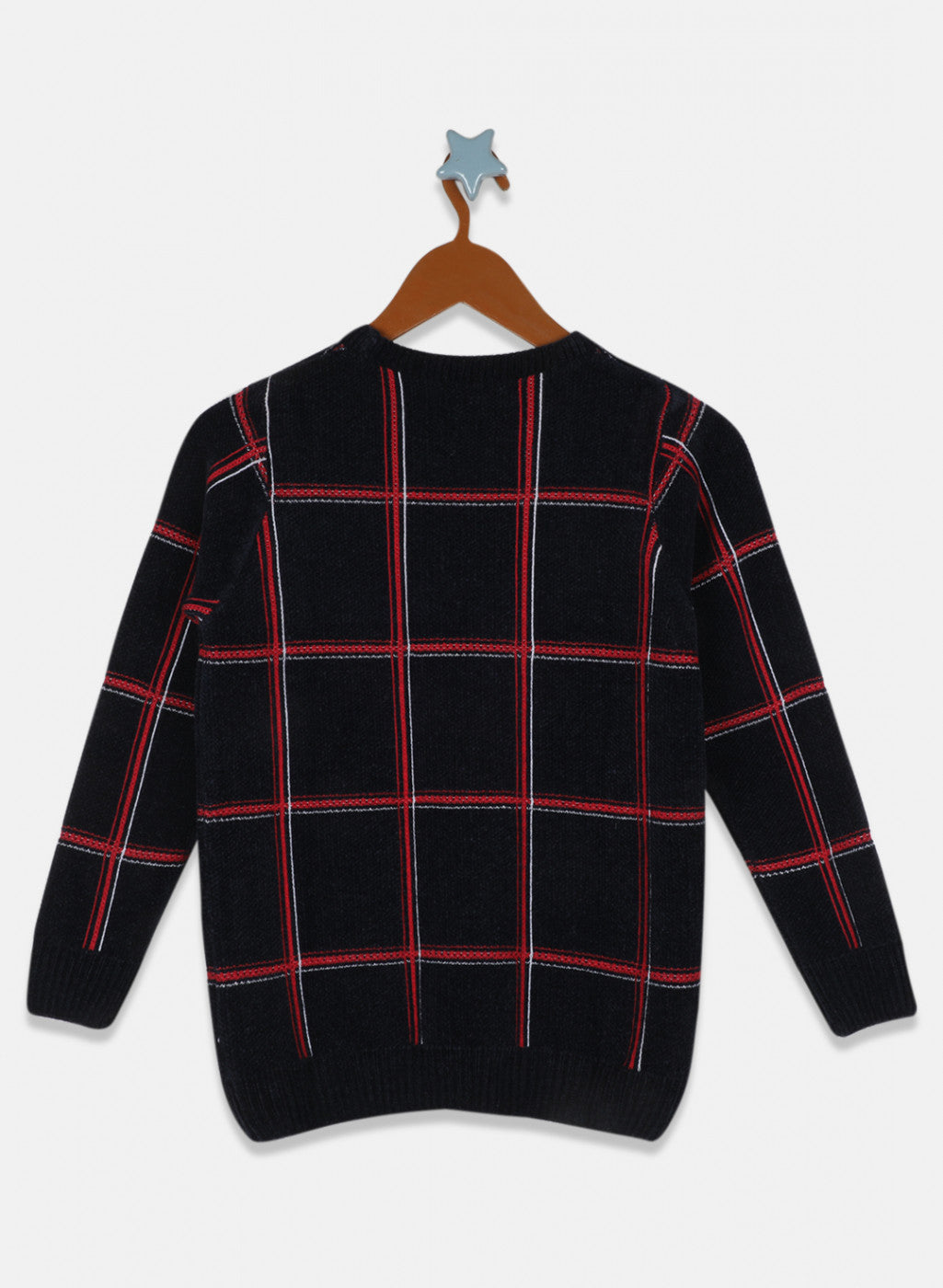 Boys NAvy Blue Check Pullover