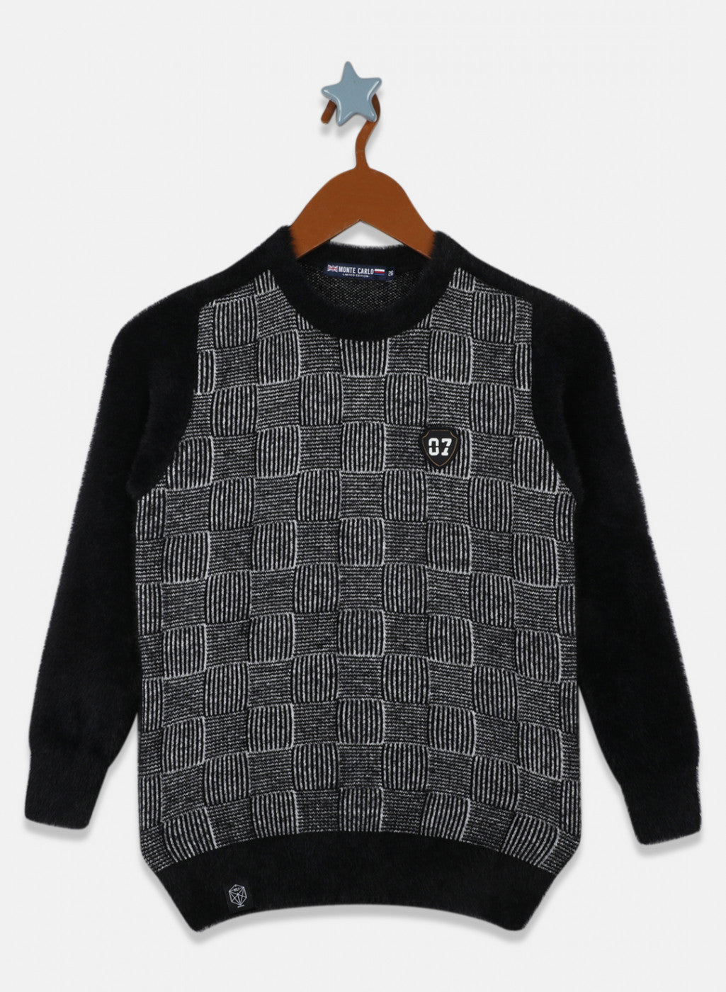 Boys Black Check Pullover