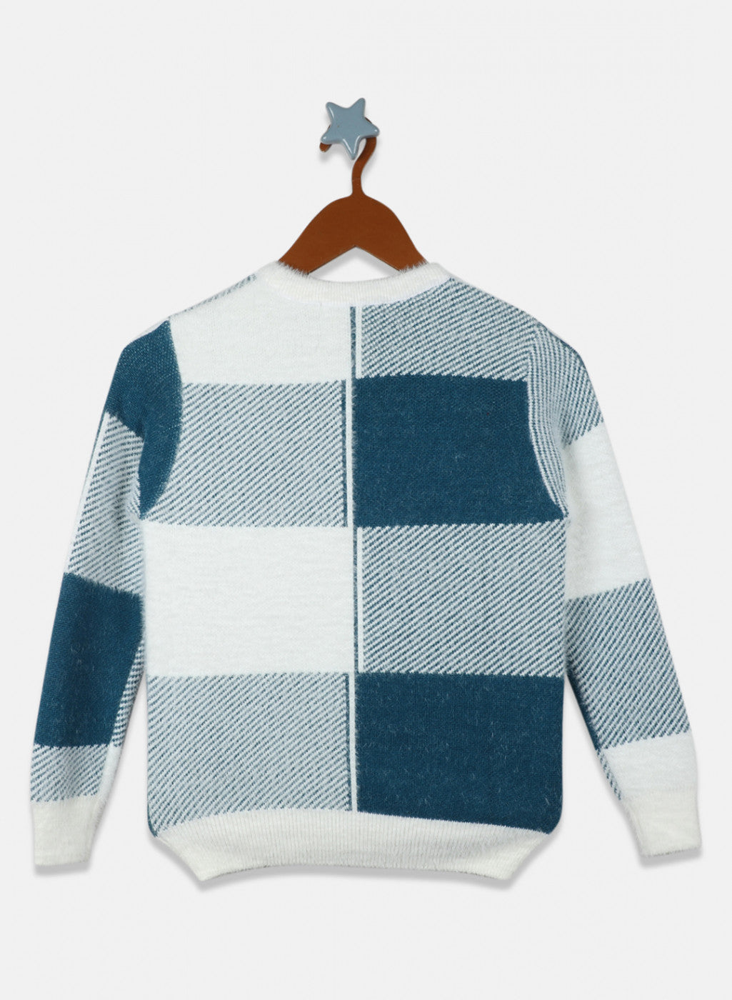 Boys White & Blue Check Pullover