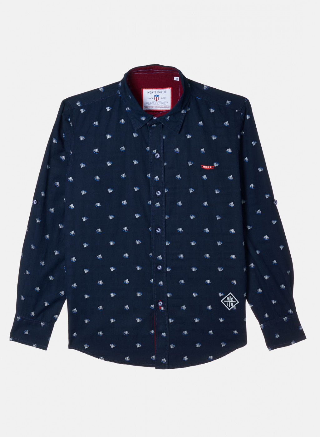 Boys Blue Printed Shirt