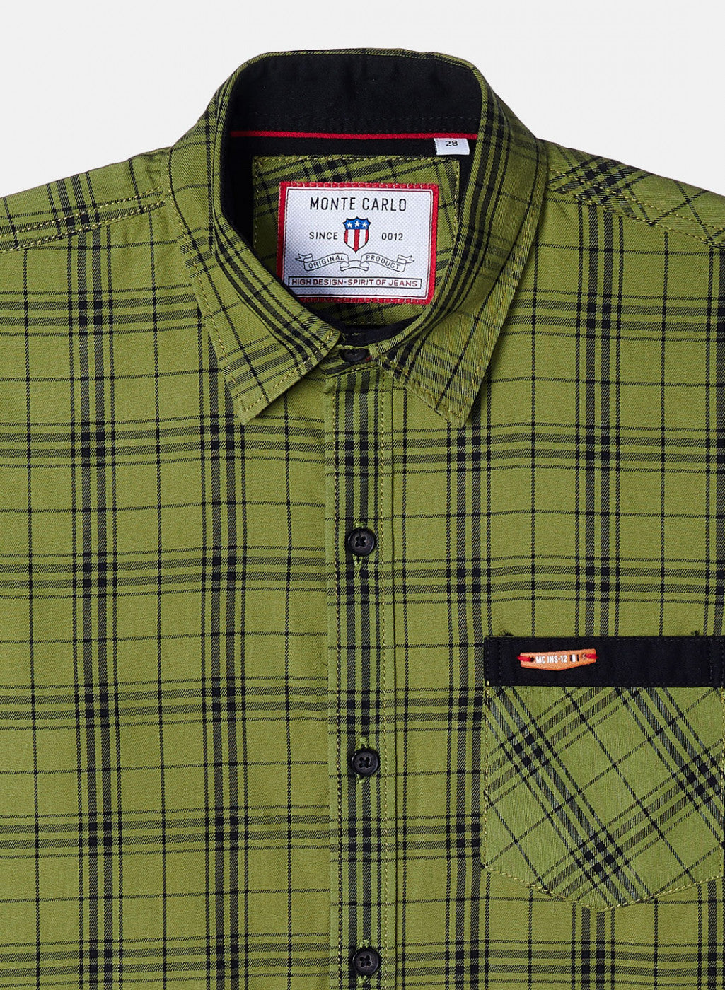 Boys Olive Check Shirt