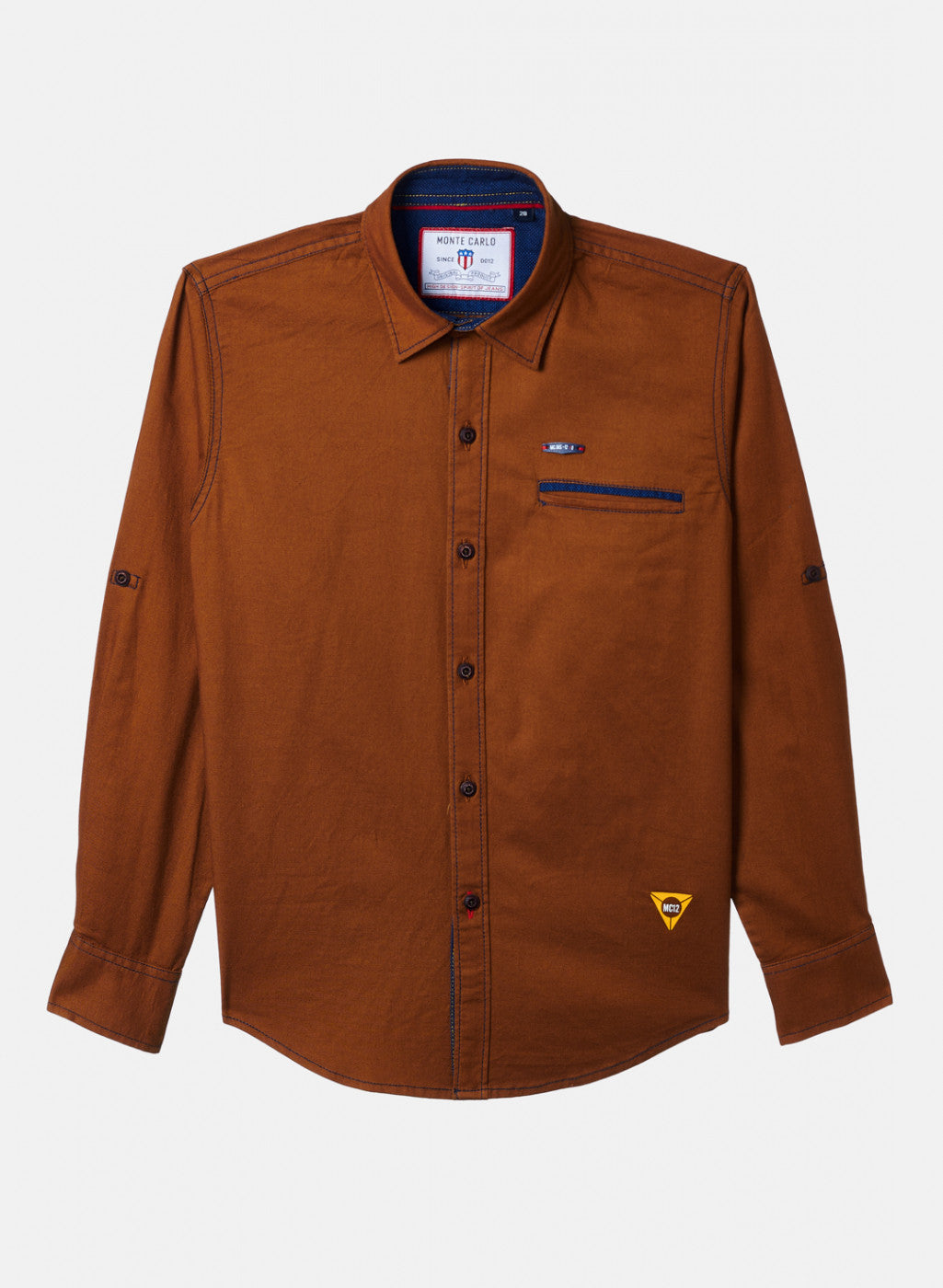 Boys Brown Solid Shirt