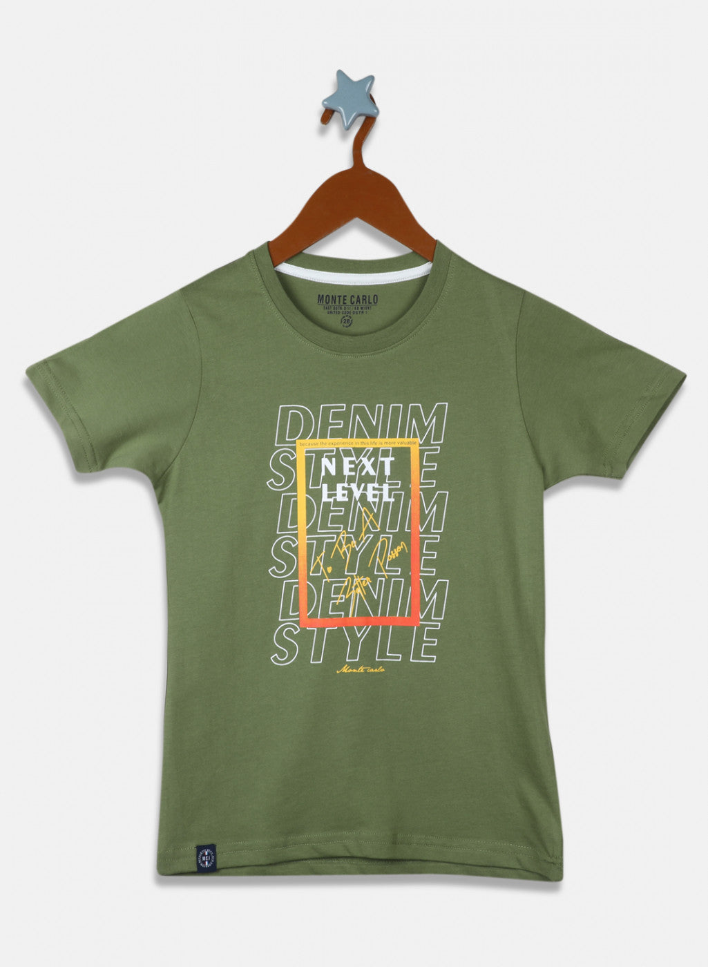 Boys Olive Printed T-Shirt