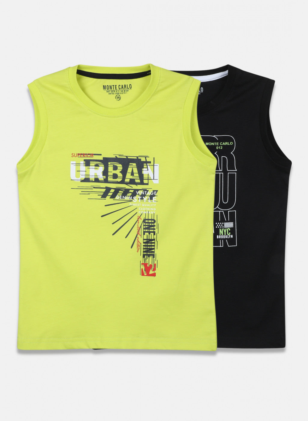 Boys Black & Neon Green Printed 2 Pc T-Shirts