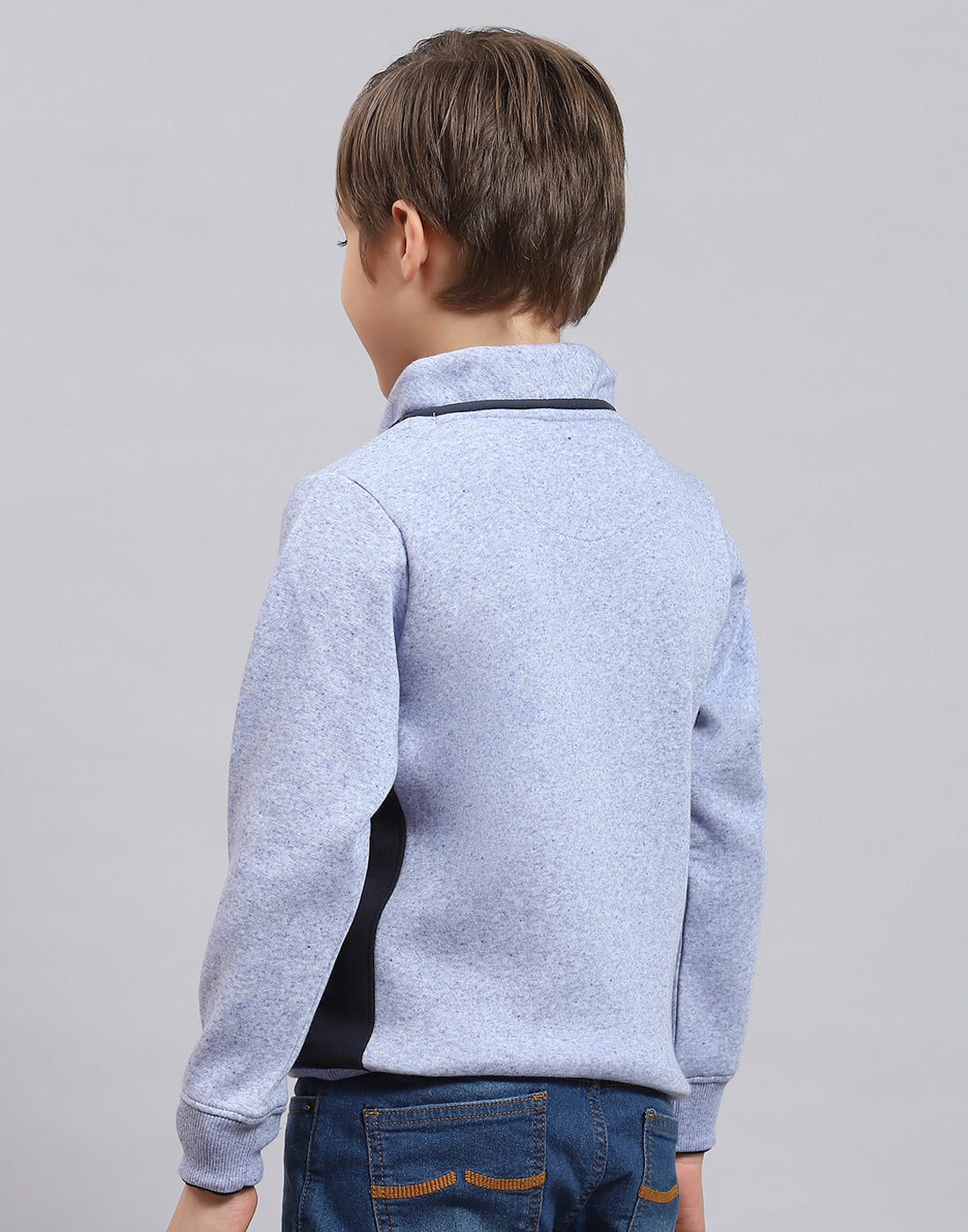 Boys Blue Printed F Neck Full Sleeve Sweatshirt