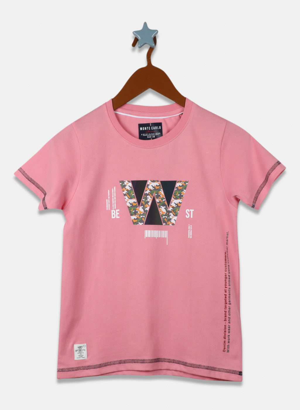 Boys Pink Printed T-Shirt