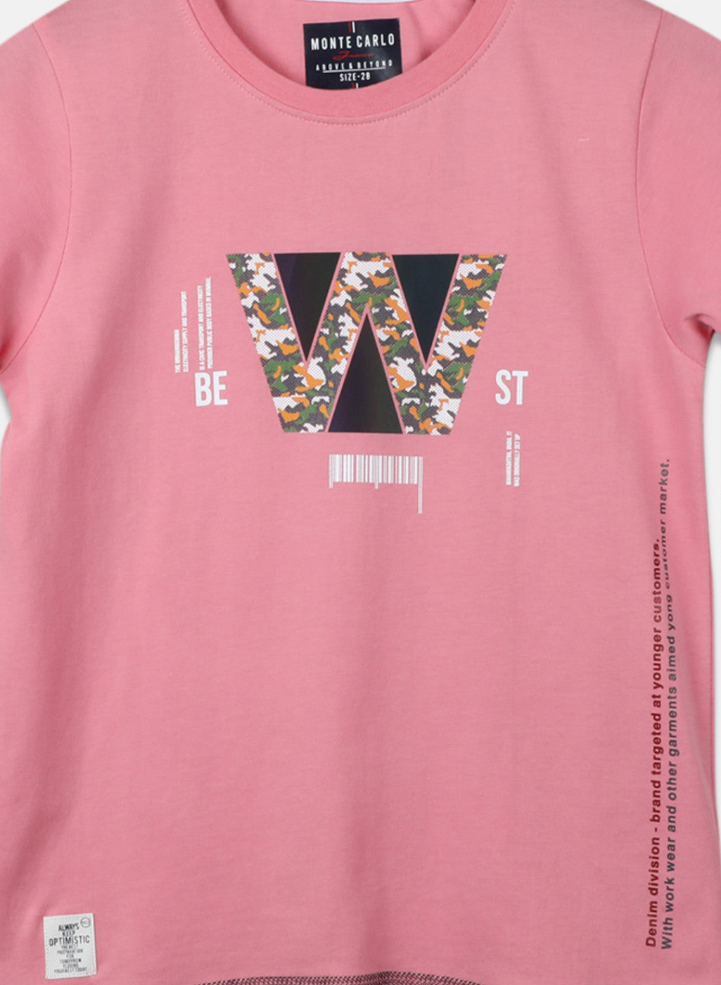 Boys Pink Printed T-Shirt