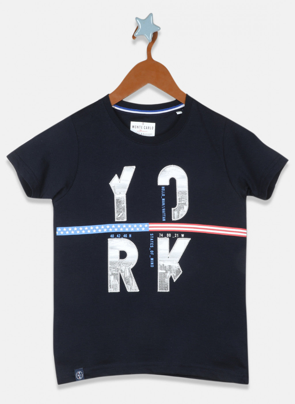 Boys Navy Blue Printed T-Shirt