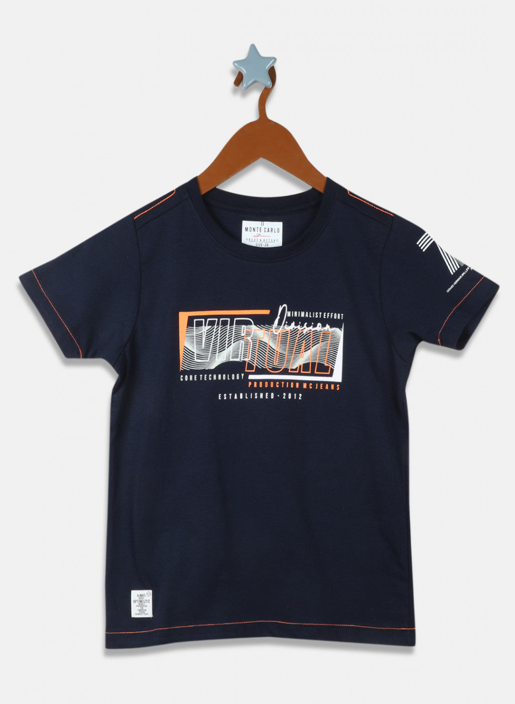 Boys Navy Blue Printed T-Shirt