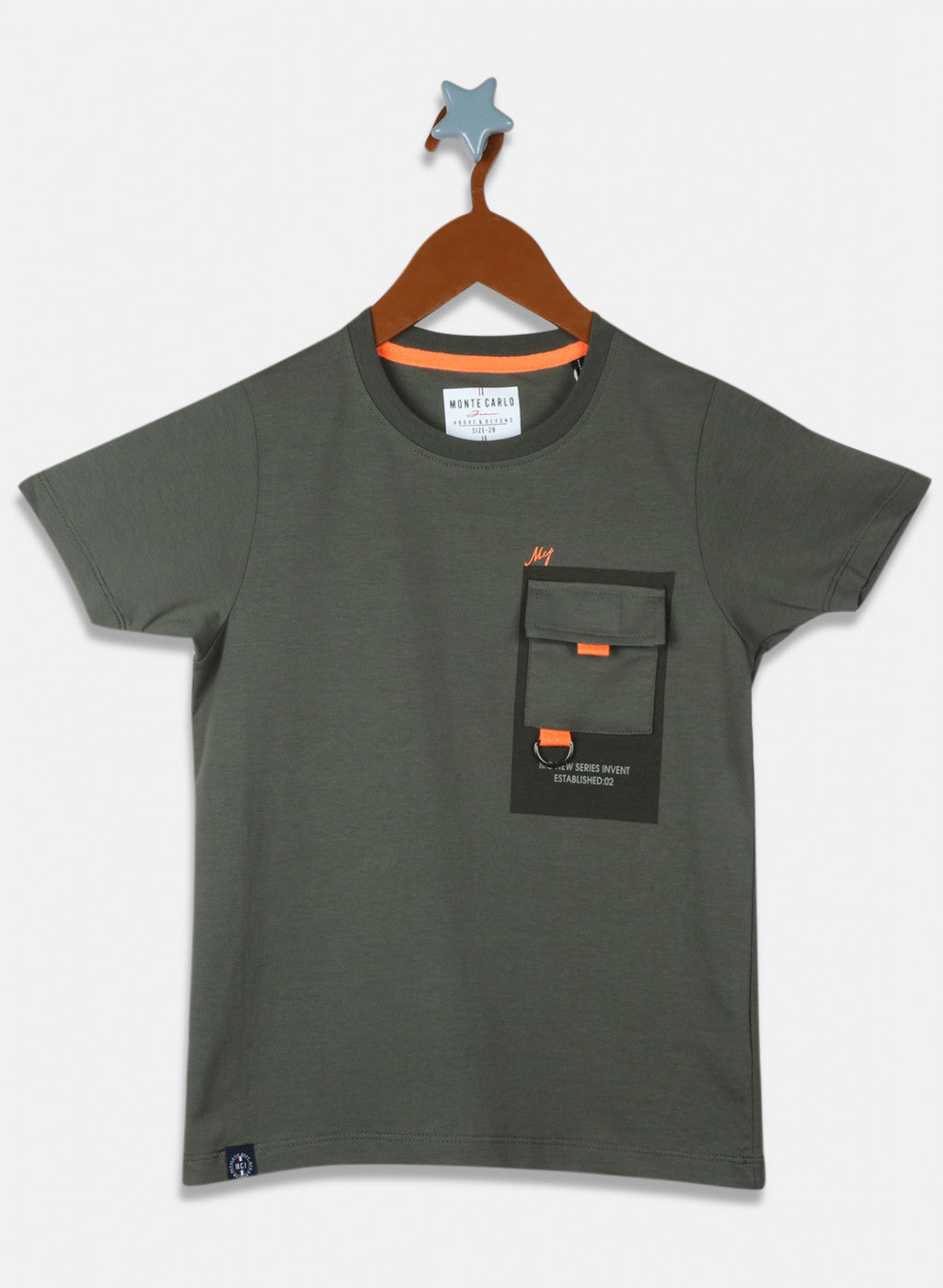 Boys Olive Printed T-Shirt