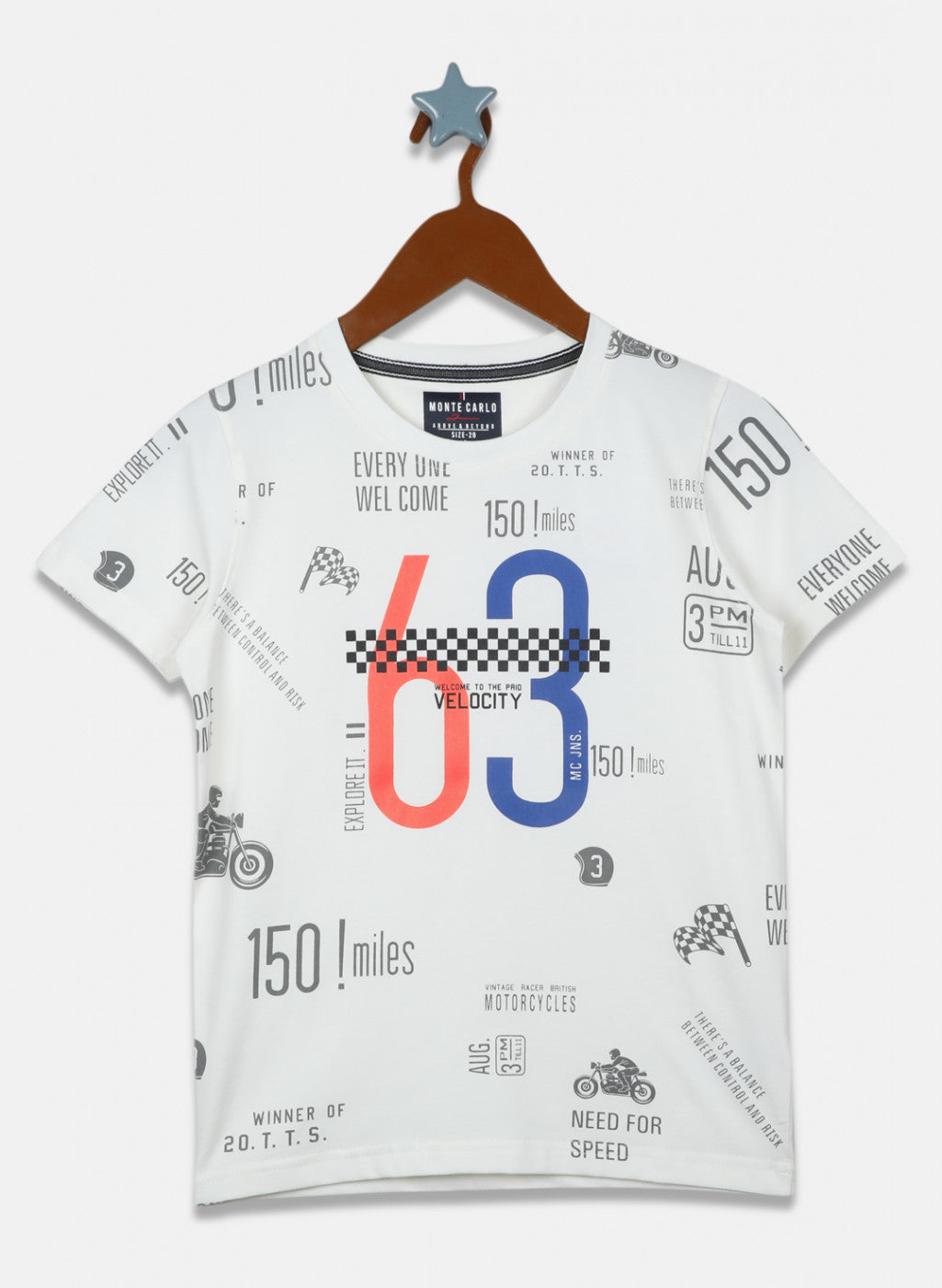 Boys Off White Printed T-Shirt