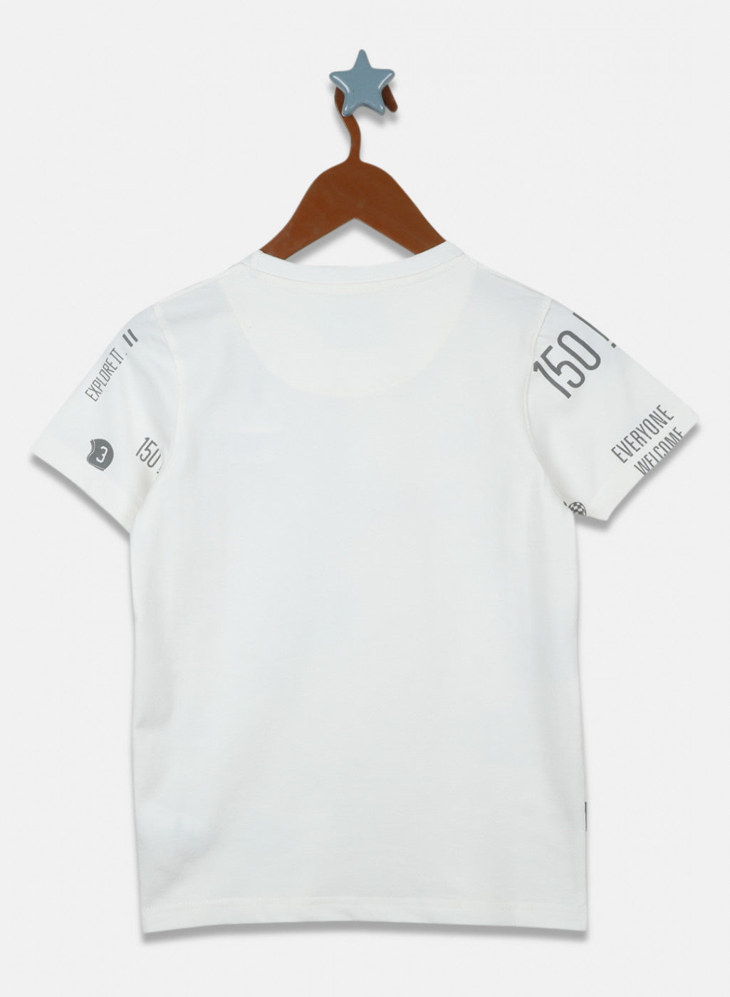 Boys Off White Printed T-Shirt