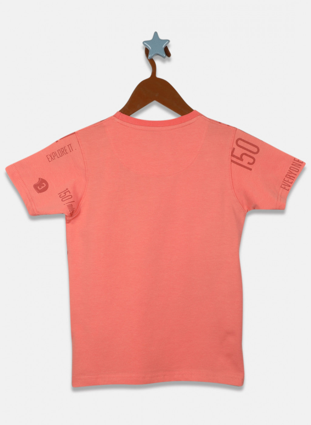 Boys Peach Printed T-Shirt