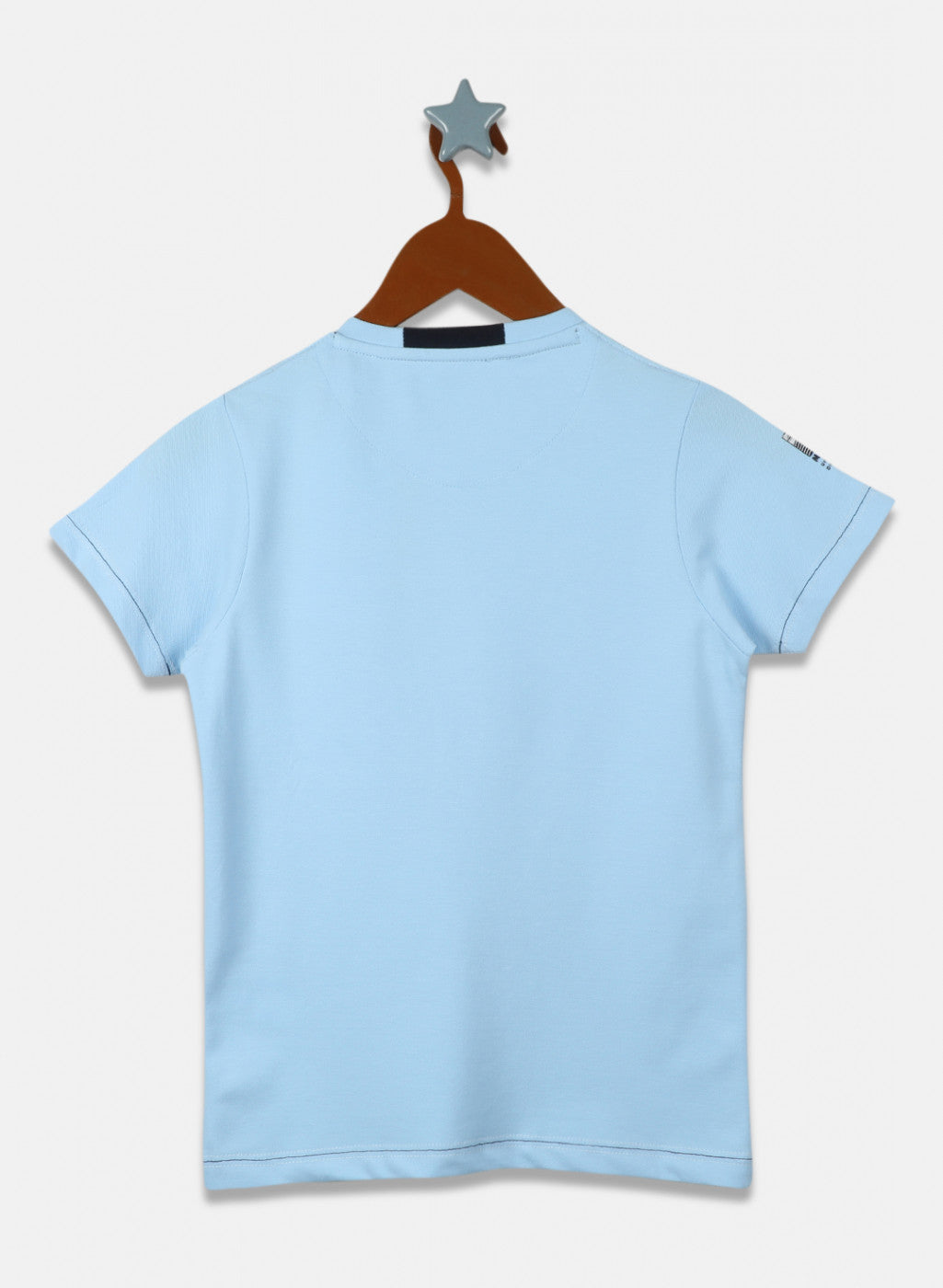 Boys Sky Blue Printed T-Shirt