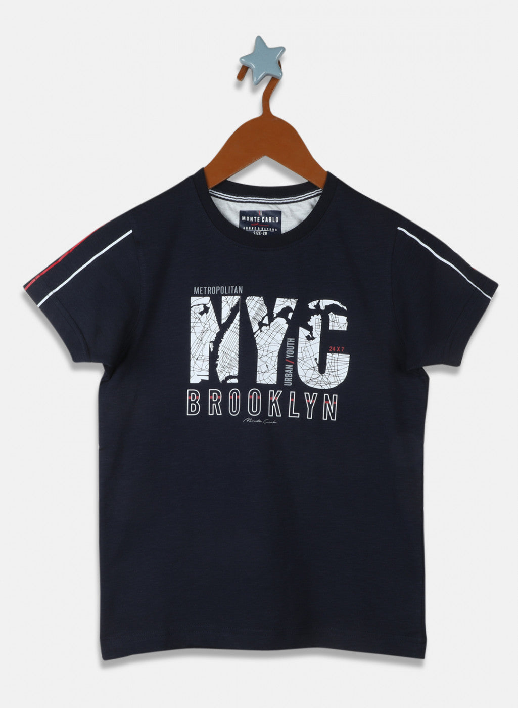 Boys Navy Blue Printed T-Shirt