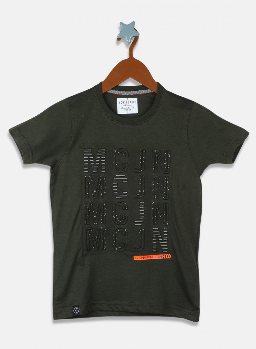 Boys Olive Printed T-Shirt