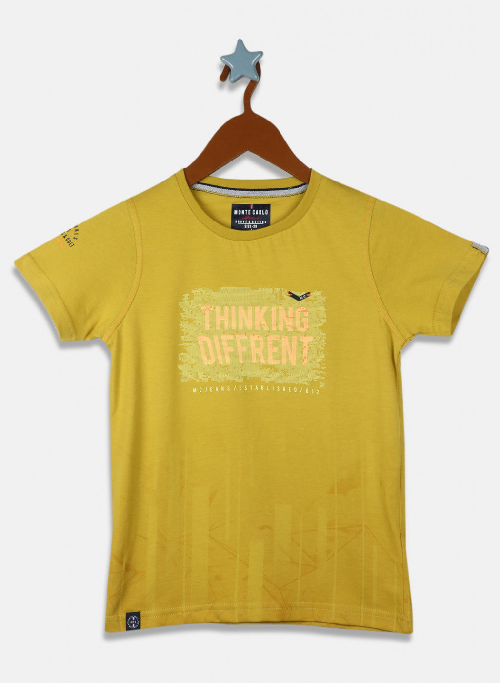 Boys Mustard Printed T-Shirt