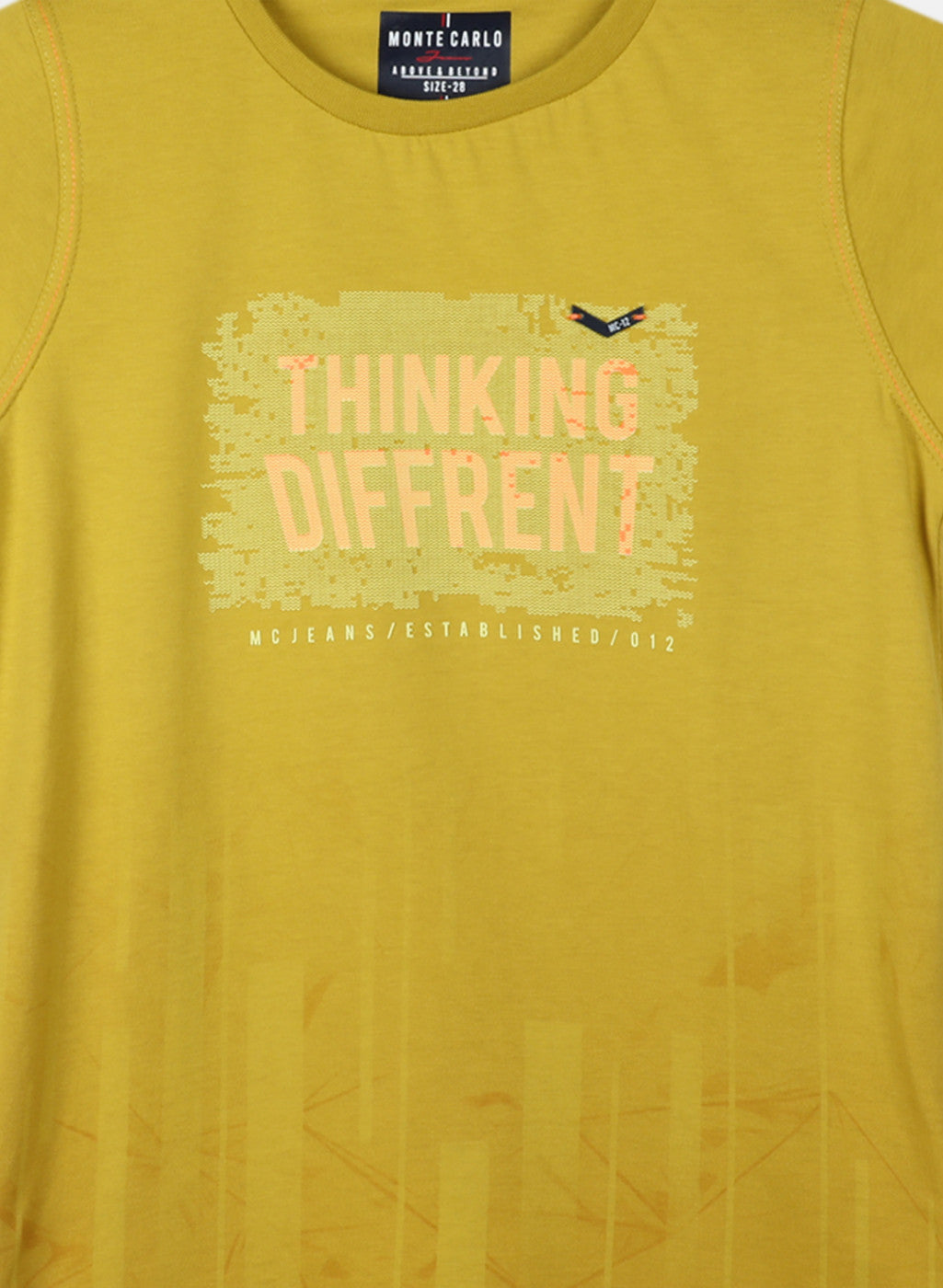 Boys Mustard Printed T-Shirt