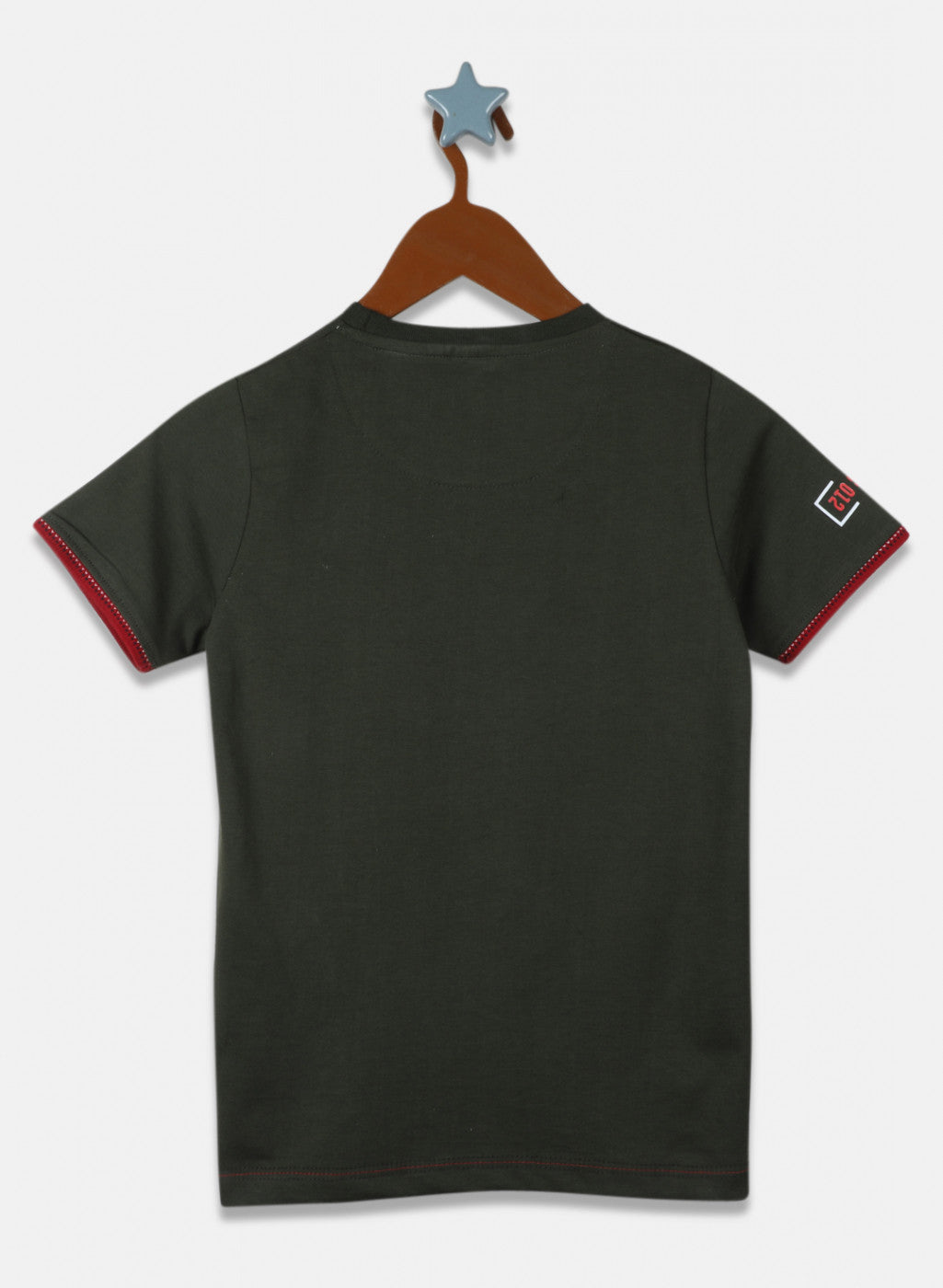 Boys Olive Printed T-Shirt