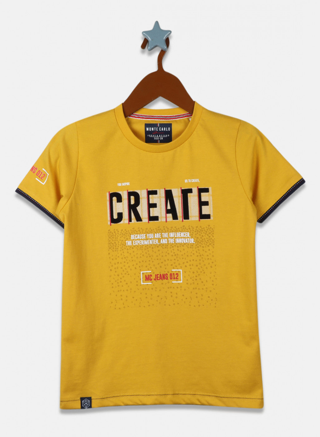 Boys Mustard Printed T-Shirt