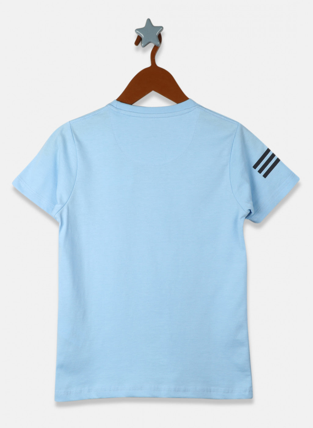 Boys Sky Blue Printed T-Shirt