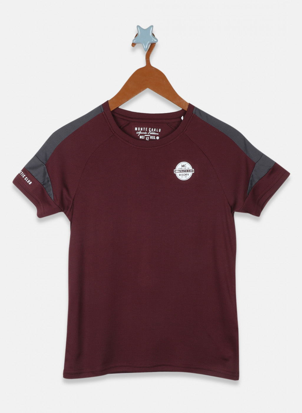 Boys Maroon Printed T-Shirt