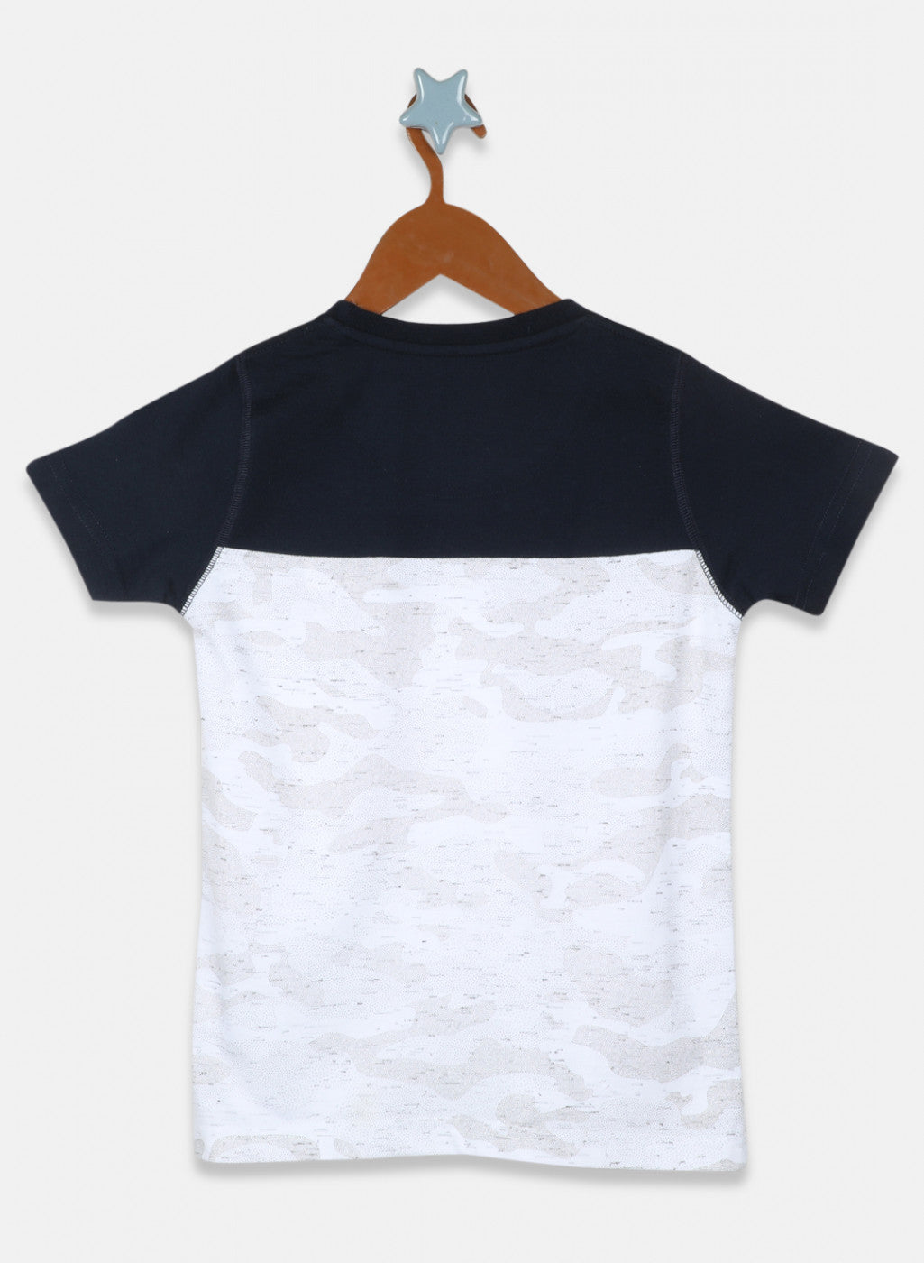 Boys Navy Blue & White Printed T-Shirt