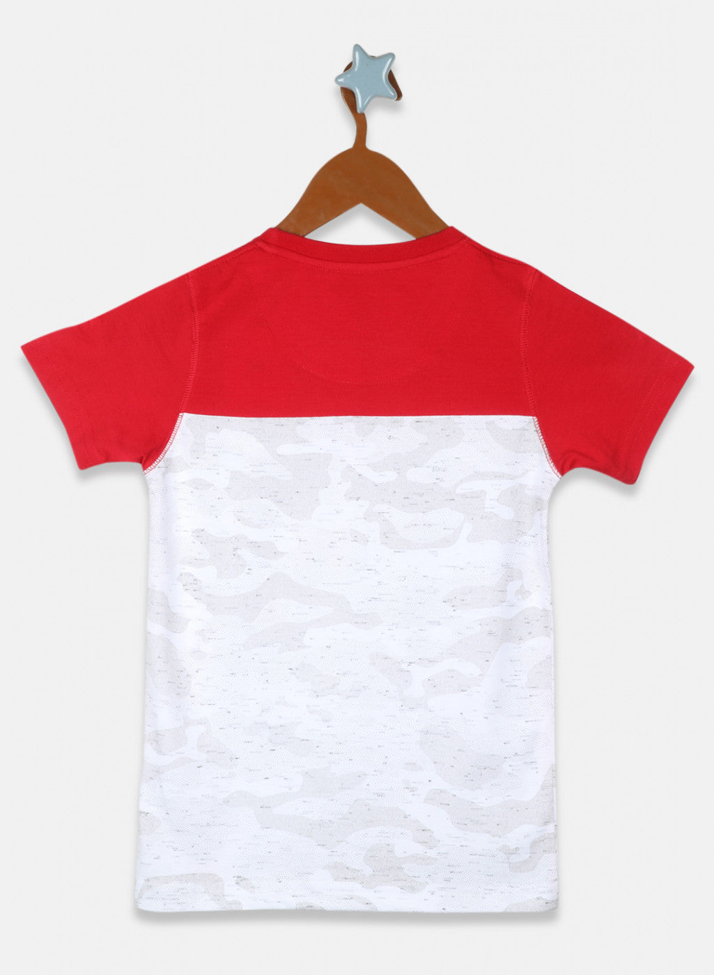 Boys Red & White Printed T-Shirt