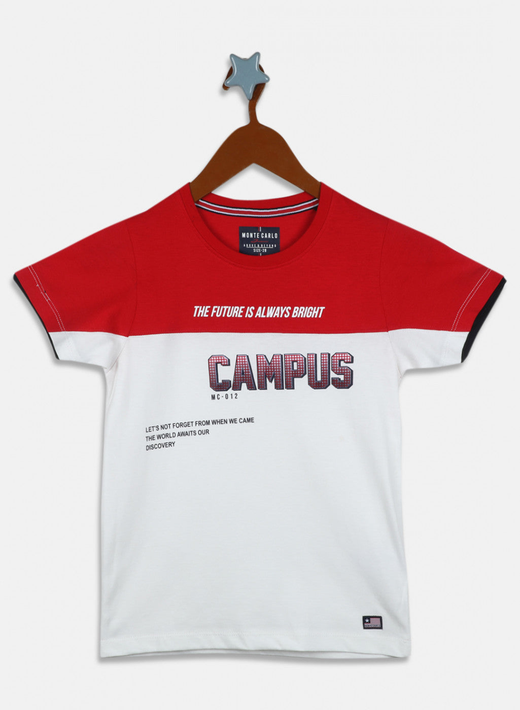 Boys Red & White Printed T-Shirt