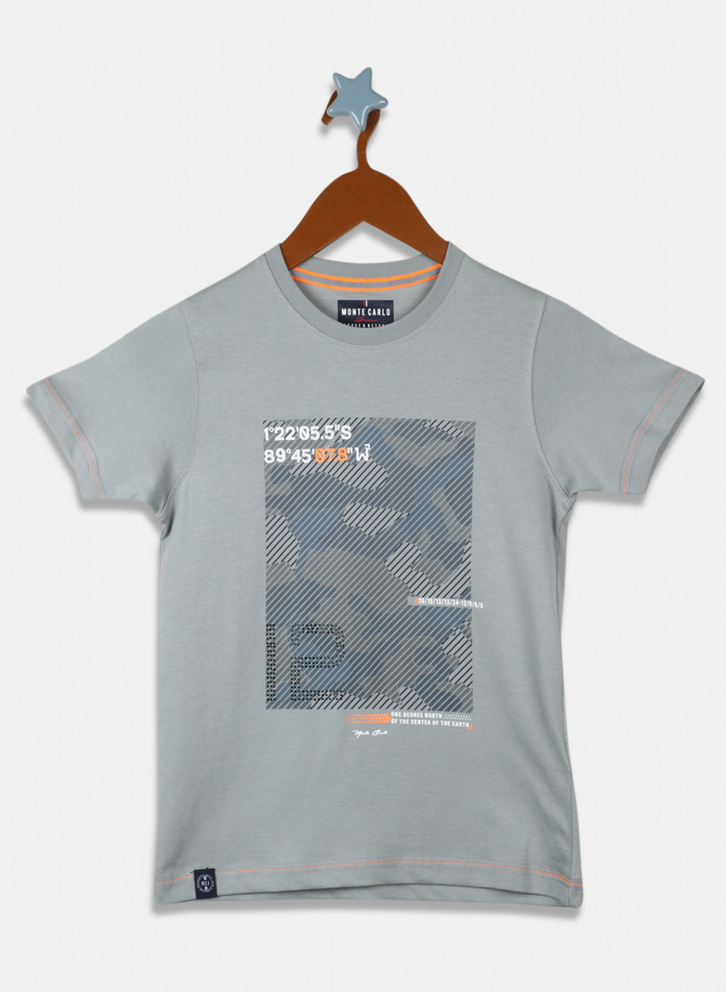 Boys Grey Printed T-Shirt