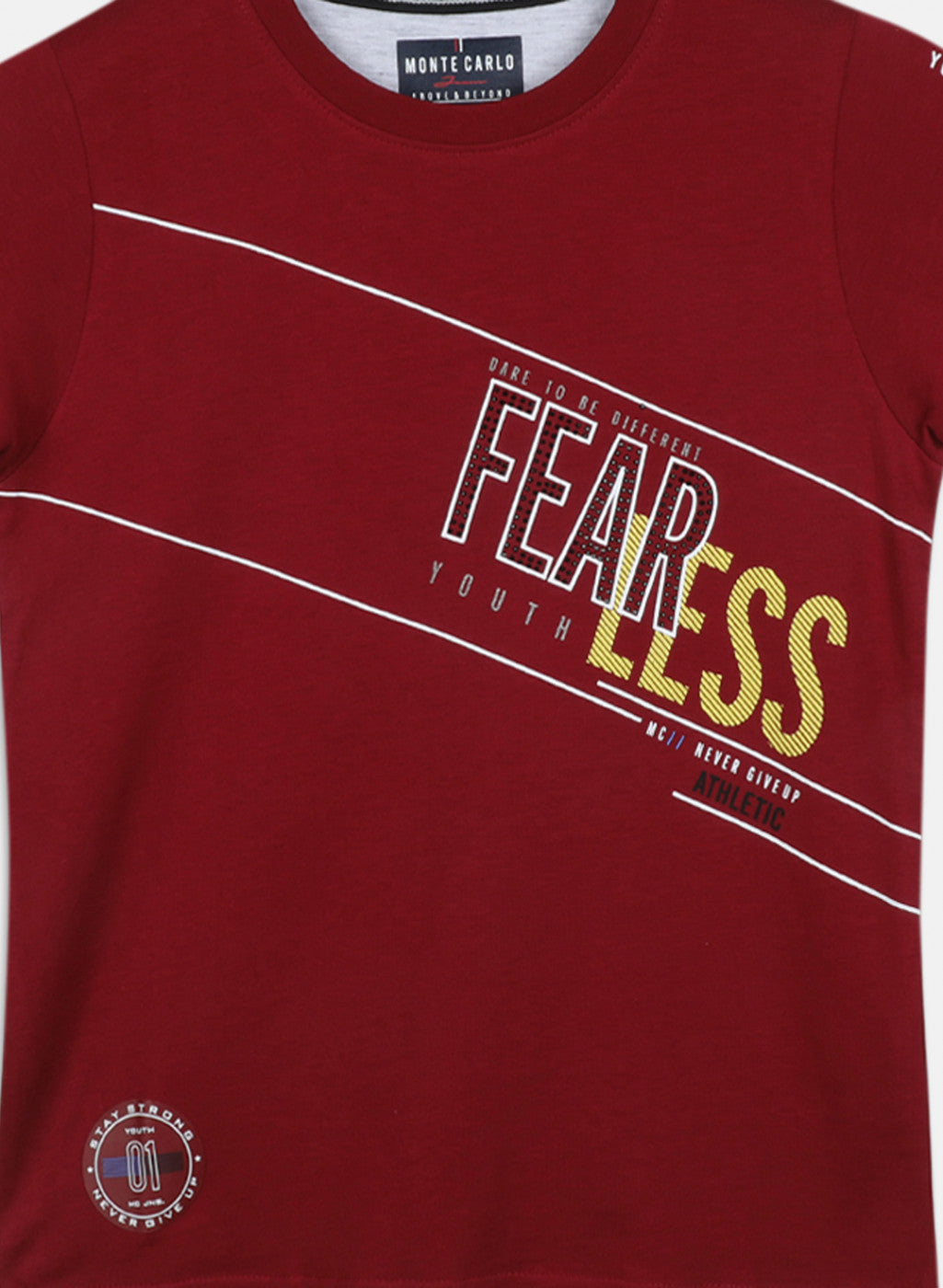 Boys Maroon Printed T-Shirt