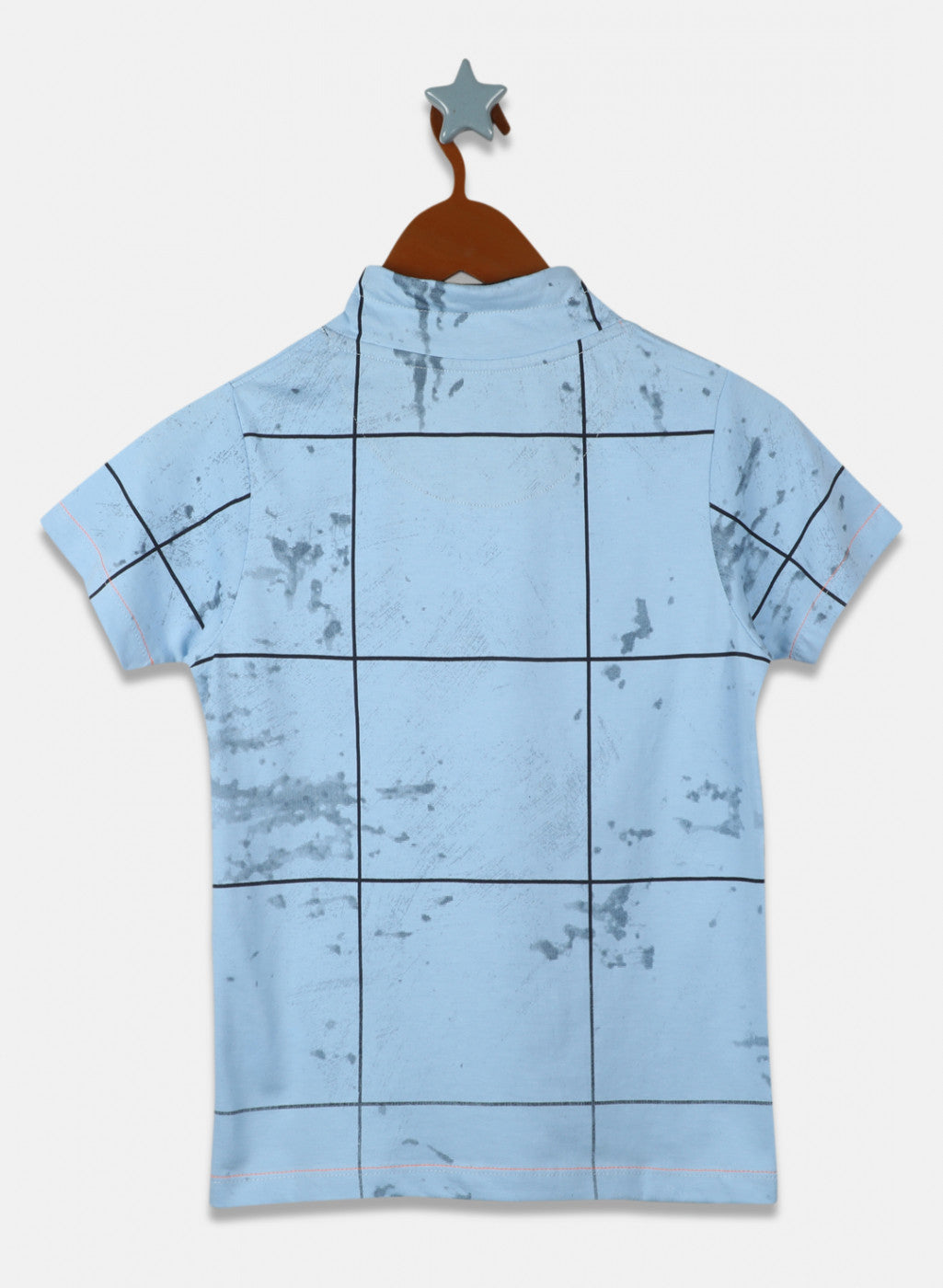 Boys Sky Blue Printed T-Shirt