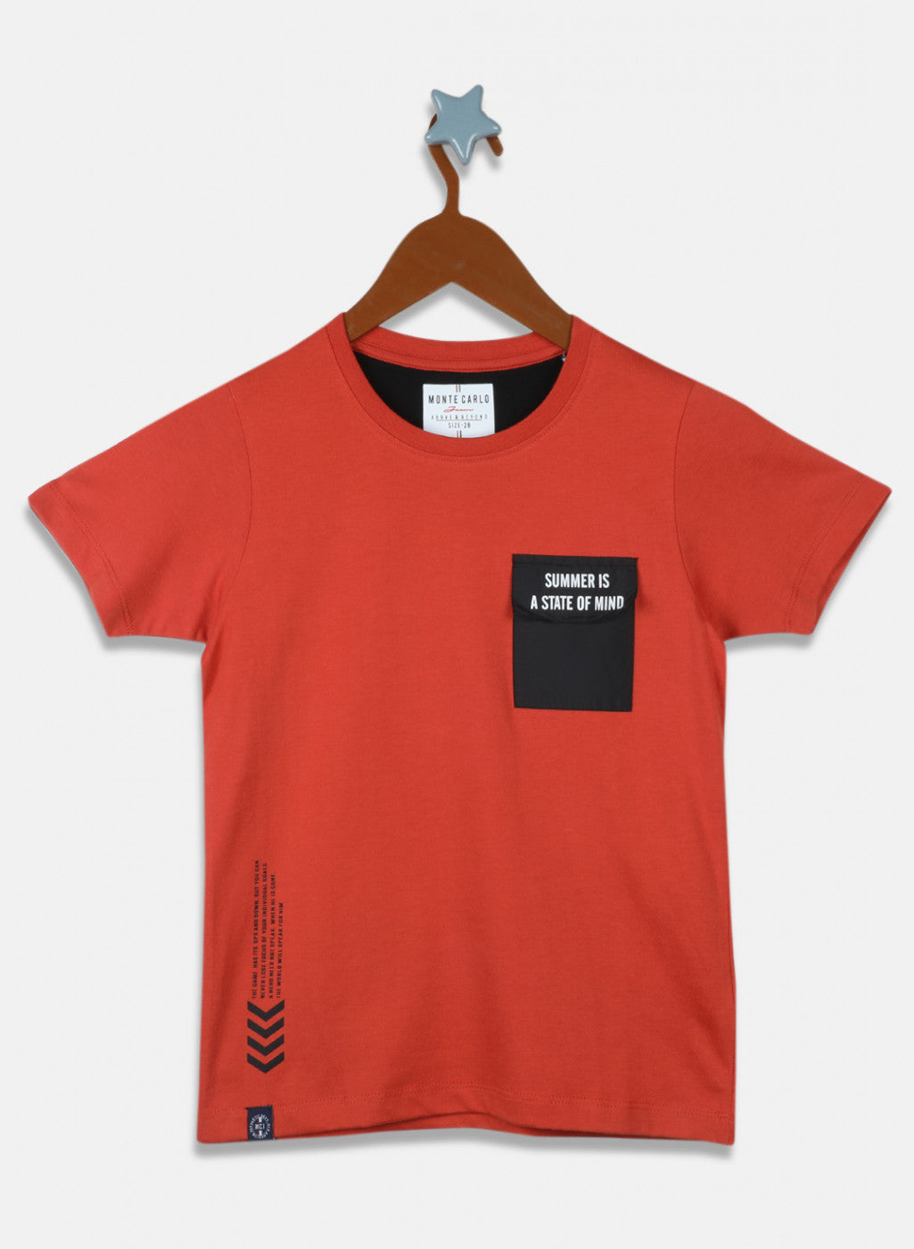 Boys Orange Printed T-Shirt