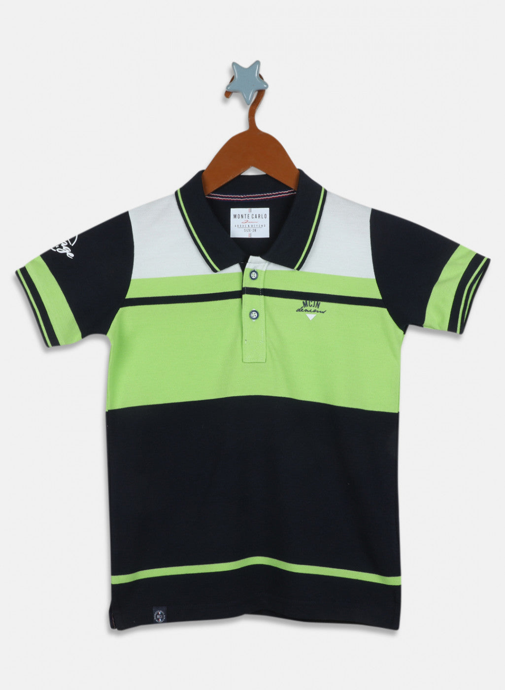 Boys Green & Navy Blue Stripe T-Shirt