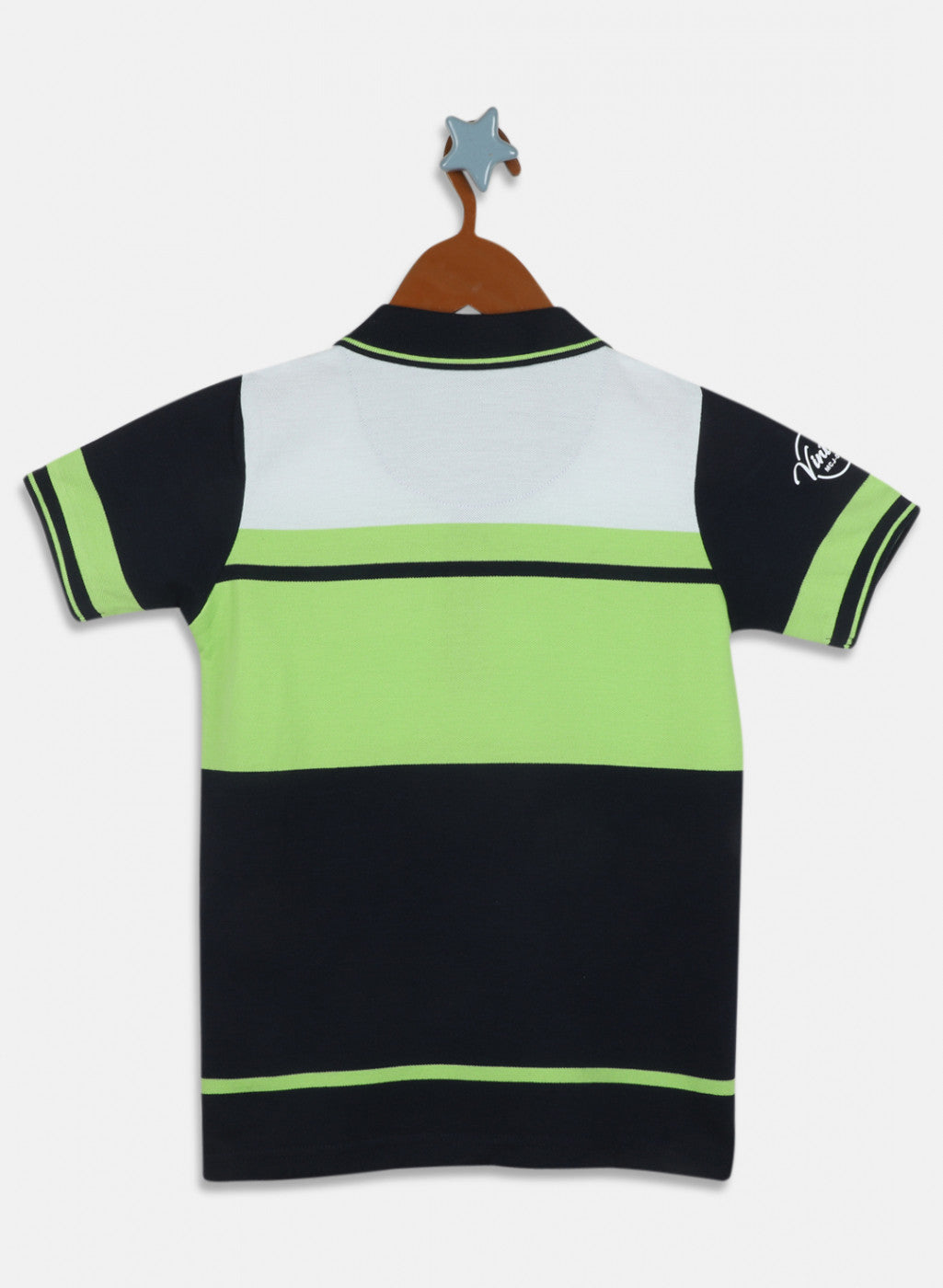 Boys Green & Navy Blue Stripe T-Shirt