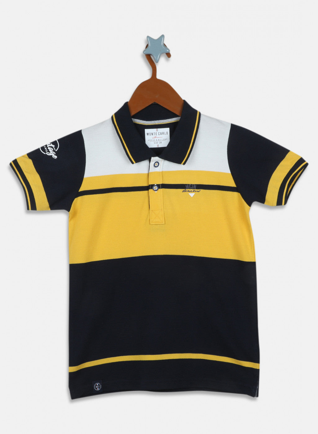 Boys Yellow & Navy Blue Stripe T-Shirt