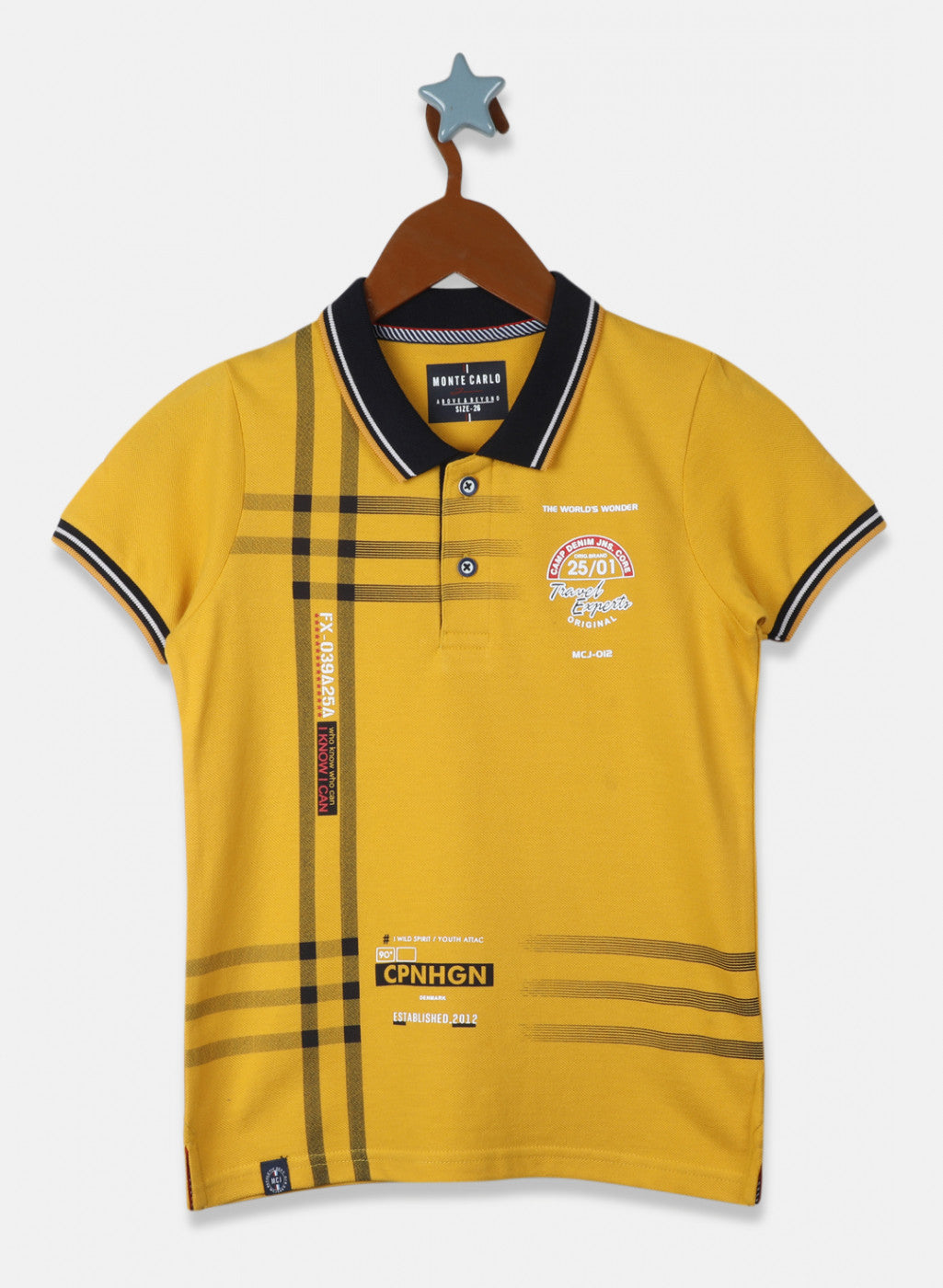 Boys Mustard Printed T-Shirt