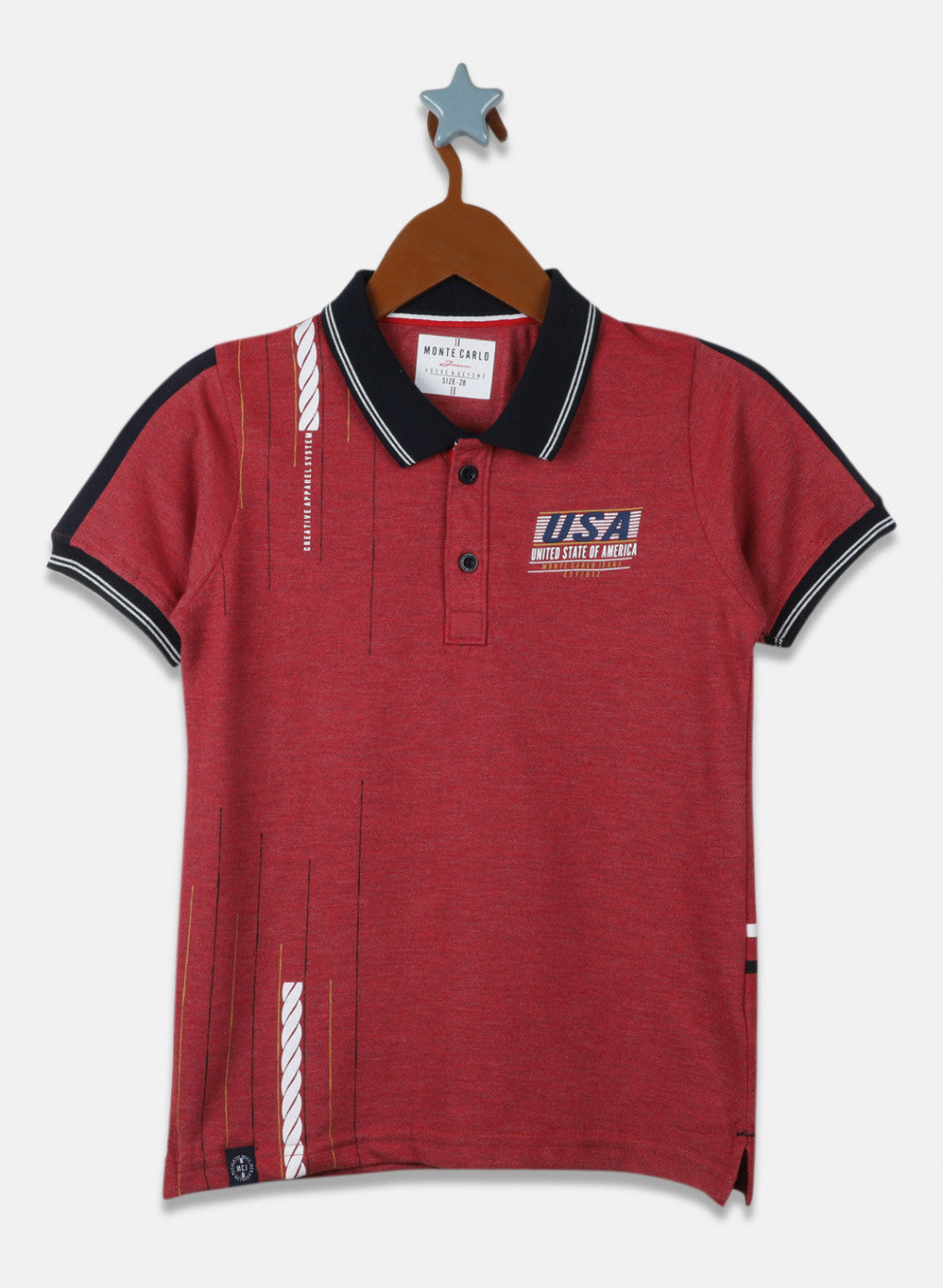 Boys Maroon Printed T-Shirt