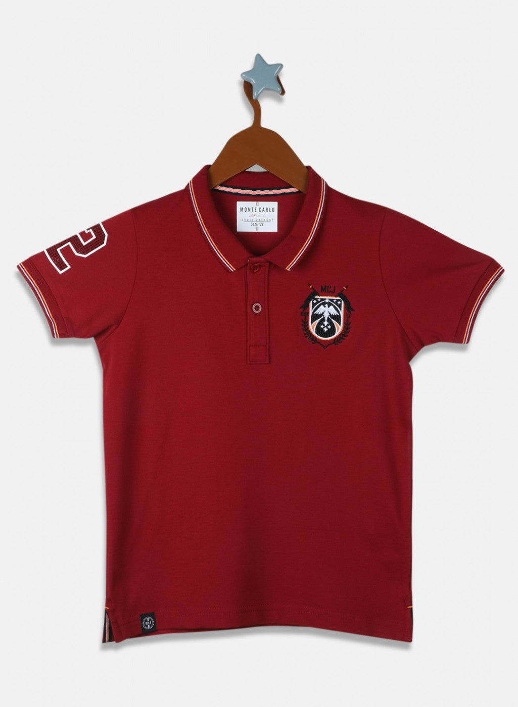 Boys Maroon Printed T-Shirt