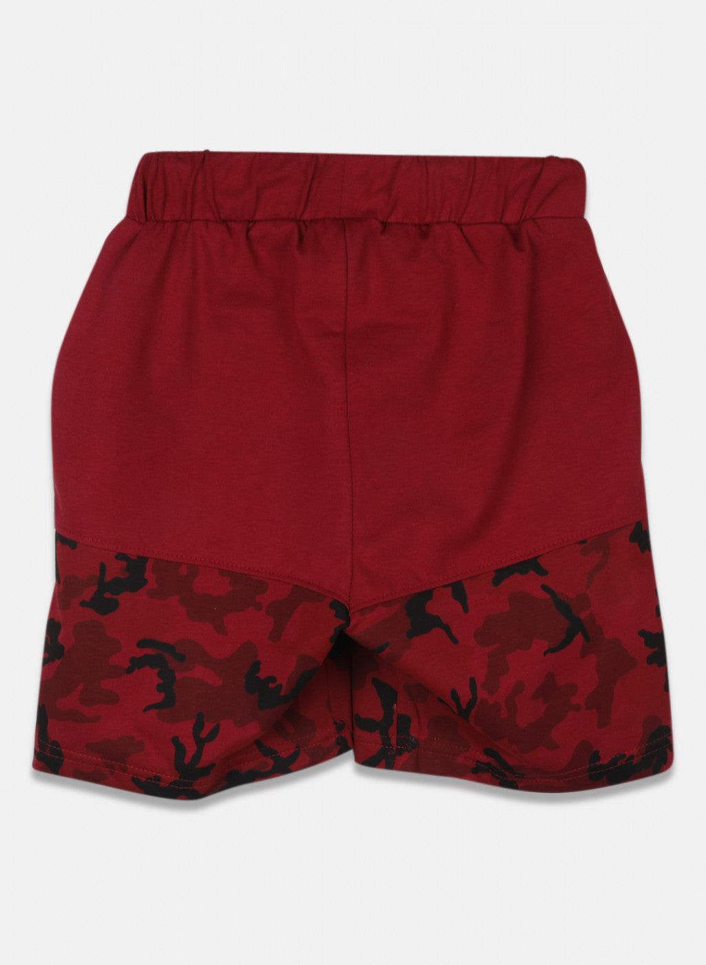 Boys Maroon Printed Bermuda