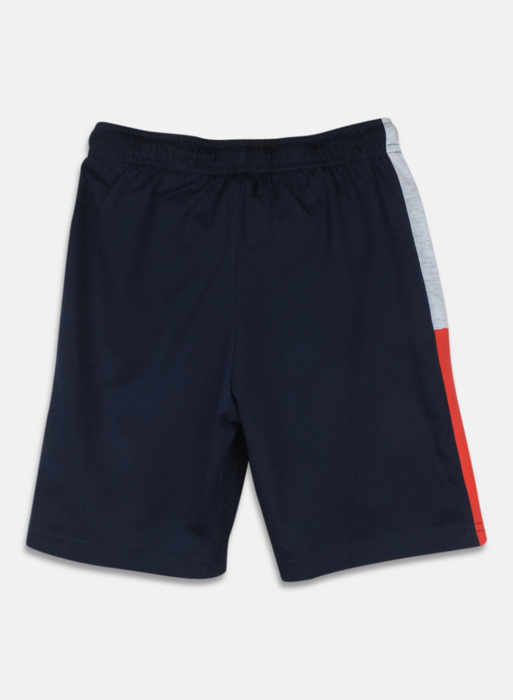 Boys Orange & NAvy Blue Printed Bermuda Set