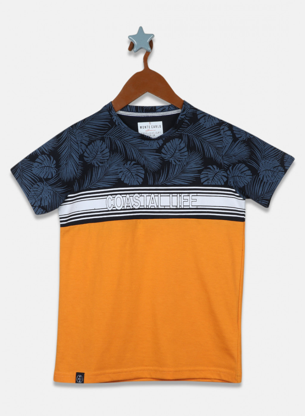 Boys Orange Printed Bermuda Set