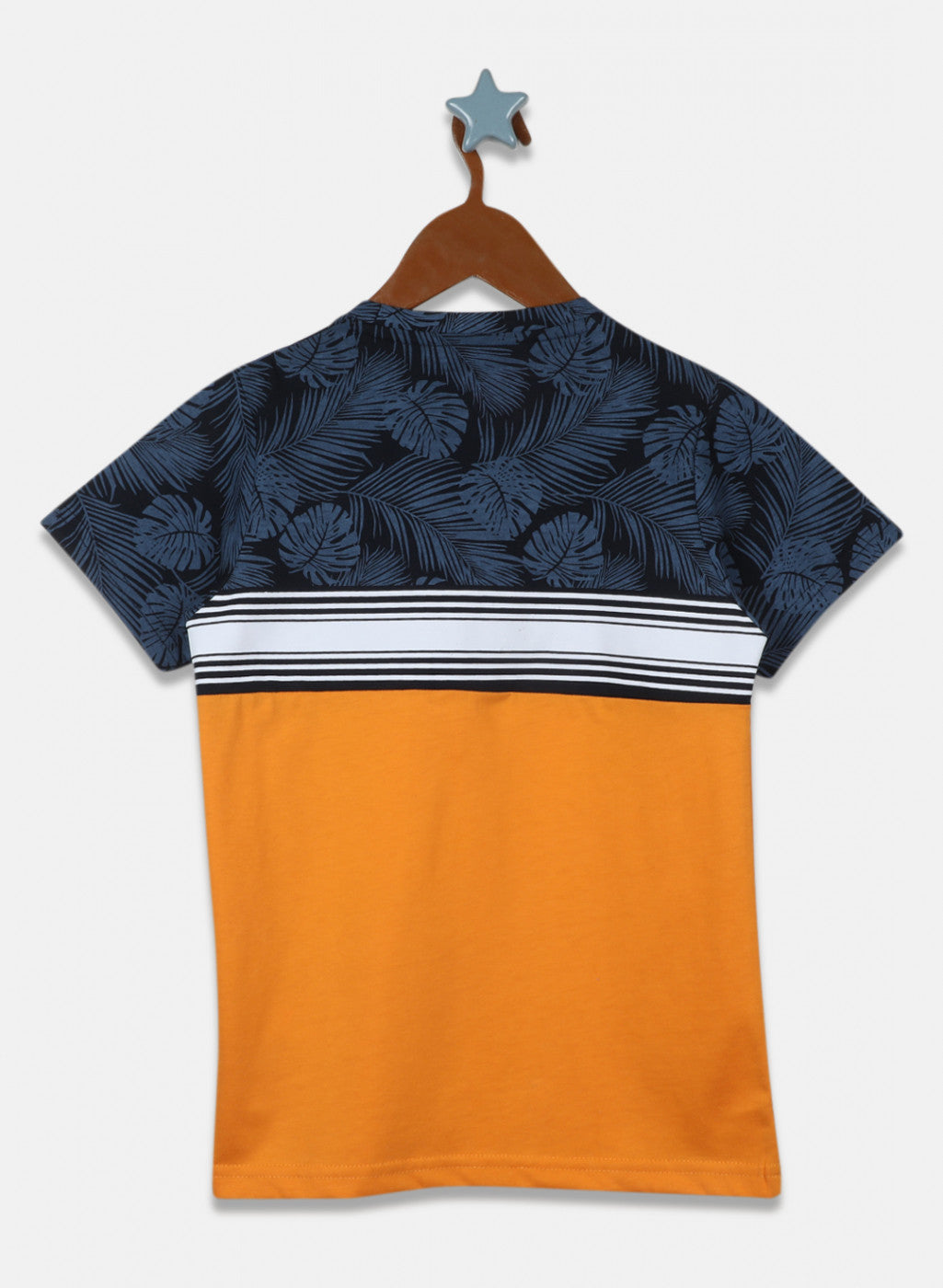 Boys Orange Printed Bermuda Set