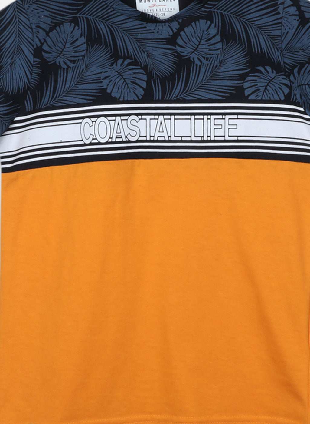 Boys Orange Printed Bermuda Set