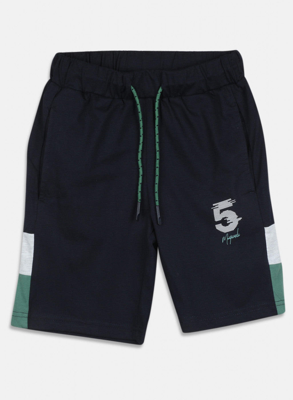 Boys Green & Navy Blue Printed Bermuda Set