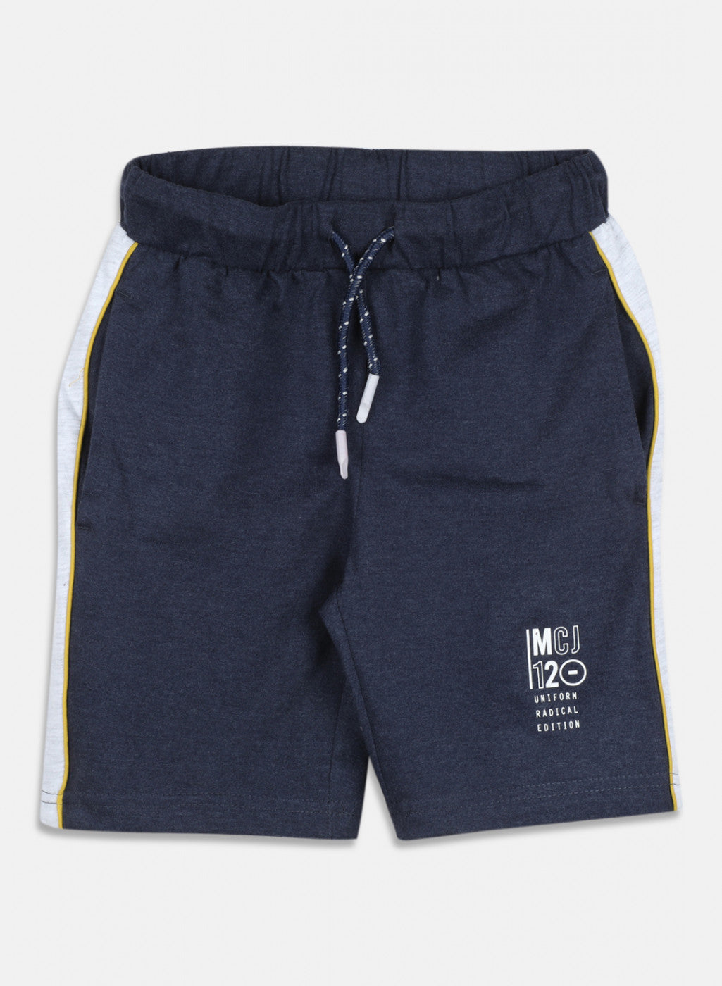 Boys Mustard & Navy Blue Printed Bermuda Set