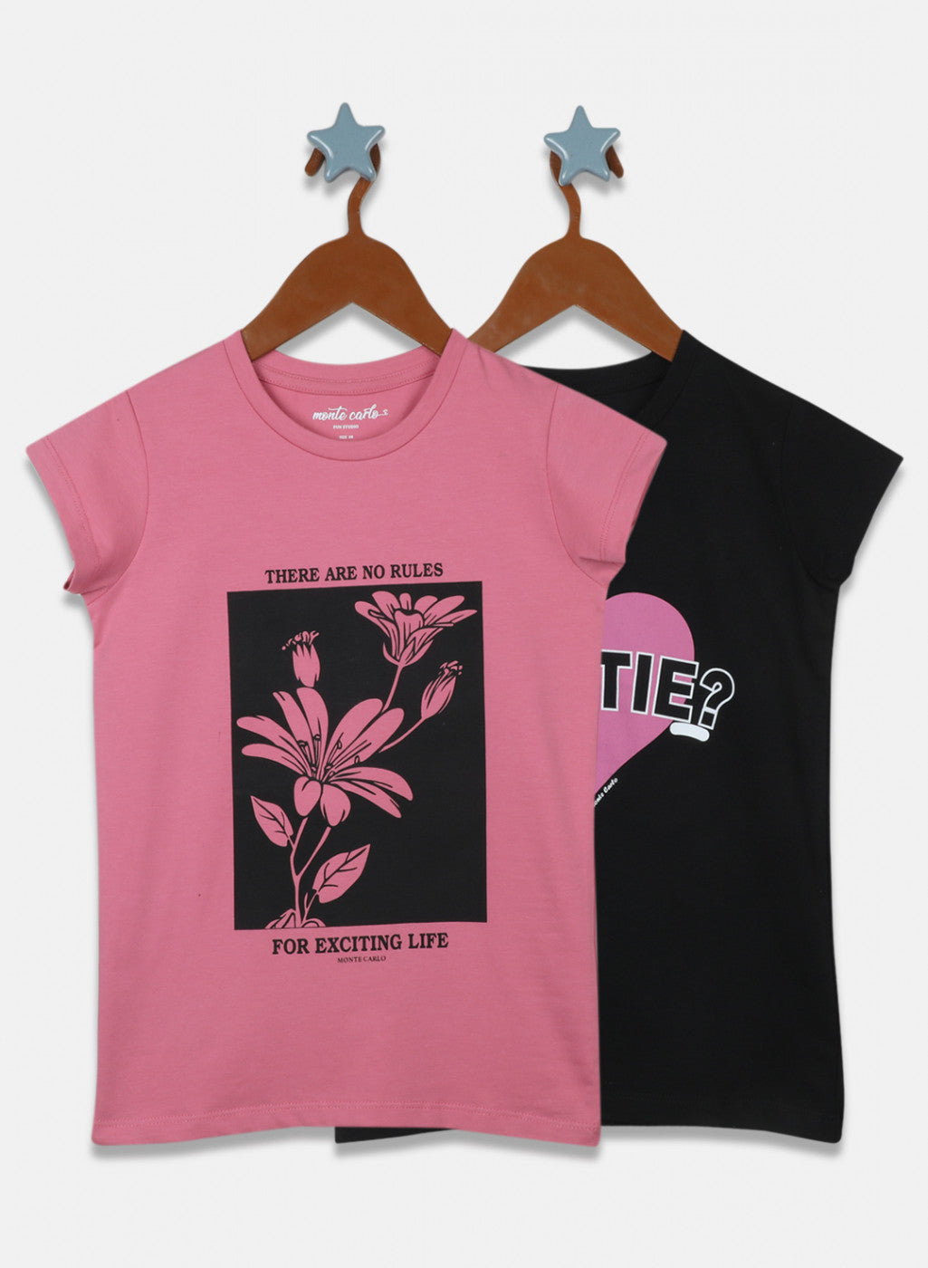 Girls Pink & Black Printed Top 2Pc Set