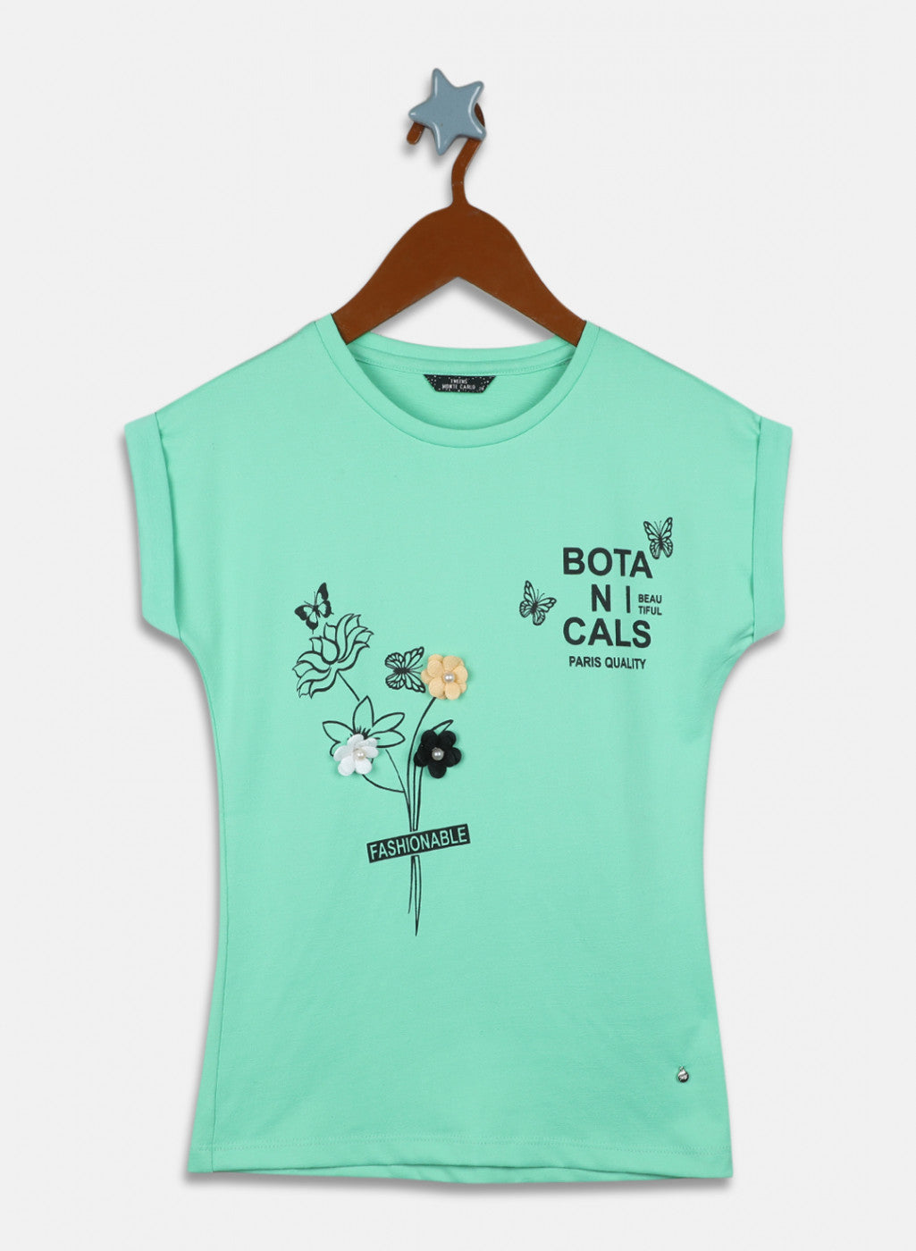 Girls Green Printed Top