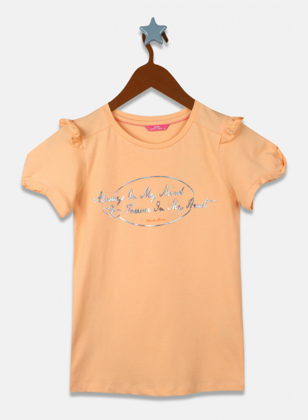 Girls Peach Printed Top