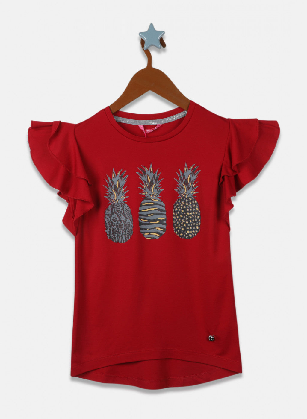 Girls Red Printed Top